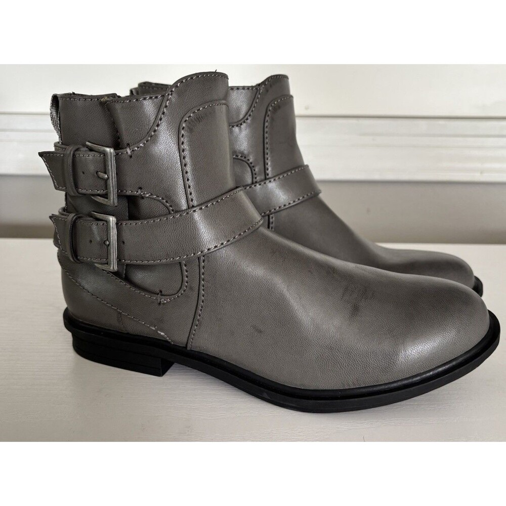 Rocket Dog Boots Womens 6.5 Casual Side Zip Moto Ankle Bootie Grey Faux Leather